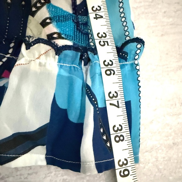 NWT‎ TAJ by Sabrina Crippa Mini Dress Women's Blue Print Size L - Picture 10 of 13